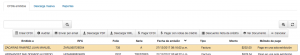 Lista de facturas y opciones