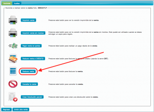 Opciones del ticket de venta Facturar Venta