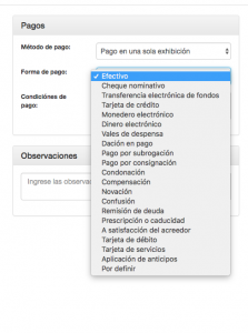 Selecciona forma y método de pago